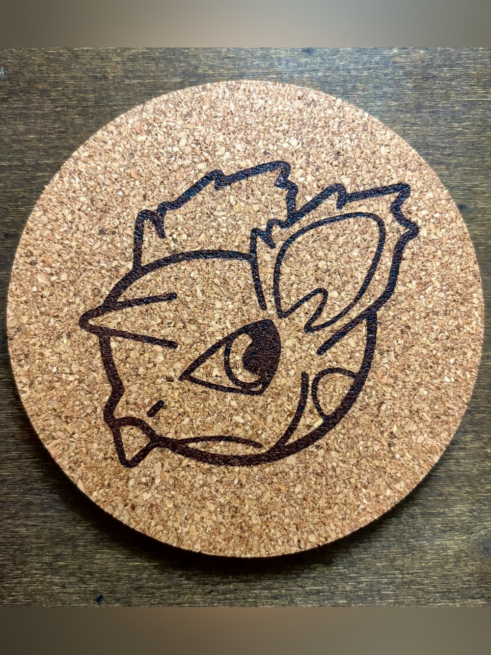 Pokemon Nidoran Face Laser Engraved Cork Coaster